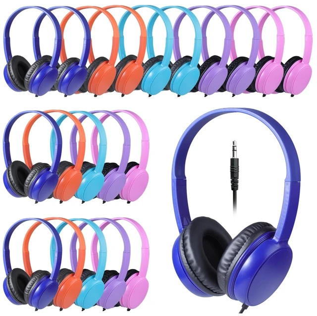 Main image of XOSDA 20 Pack Classroom Bulk Headphones for Kids Students Multi Color, Wholesale School Durable Wired Earphones for Teachers Teens Chromebook Computer Laptop(LS30,20 Mixed)