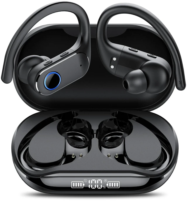 Main image of Active Noise Cancelling Ear Buds Wireless Earbuds Dual Battery Display, Bluetooth Headphones with Deep Bass, IPX7 Waterproof, Ultra Light Comfort Wear, Sports Earphones for Running Workout Gym
