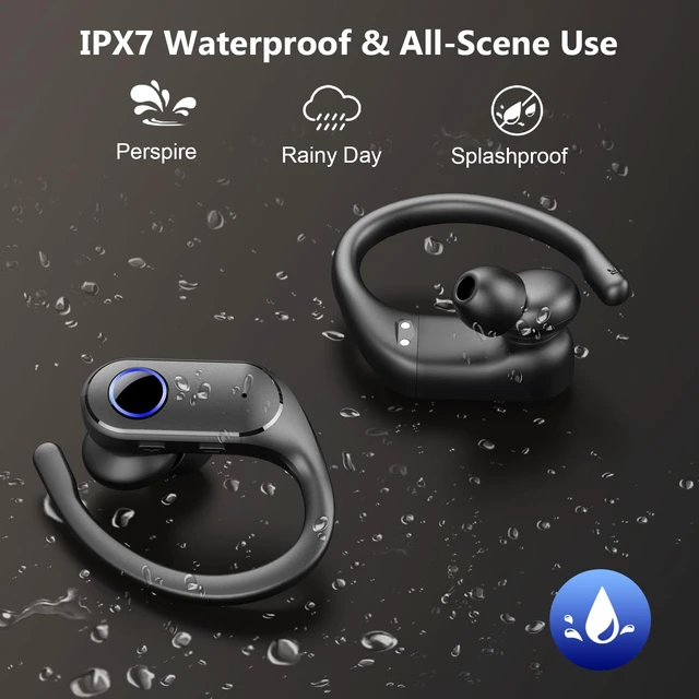 Alt view image 5 of 5 - Active Noise Cancelling Ear Buds Wireless Earbuds Dual Battery Display, Bluetooth Headphones with Deep Bass, IPX7 Waterproof, Ultra Light Comfort Wear, Sports Earphones for Running Workout Gym