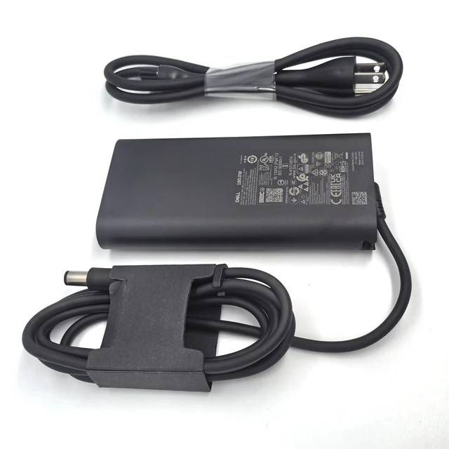 Alt view image 2 of 5 - Dell 180W Barrel 7.4mm GAN Laptop Charger Round tip 19.5V 9.23A 010KFT 0TXR1N 0D6JHG, Black