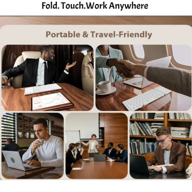 Alt view image 4 of 5 - Foldable Bluetooth Keyborad with Touchpad,Small Tri-Folding Travel Mini Compact Wireless Portable Keyboard for PC Laptop iPad Tablets Smartphone Universal Android Windows iOS, Sync Up to 3 Devi