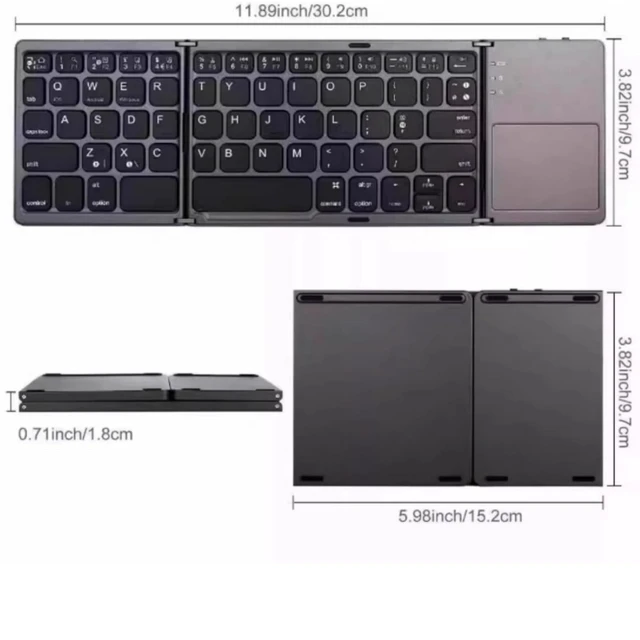 Alt view image 5 of 5 - Foldable Bluetooth Keyborad with Touchpad,Small Tri-Folding Travel Mini Compact Wireless Portable Keyboard for PC Laptop iPad Tablets Smartphone Universal Android Windows iOS, Sync Up to 3 Devi