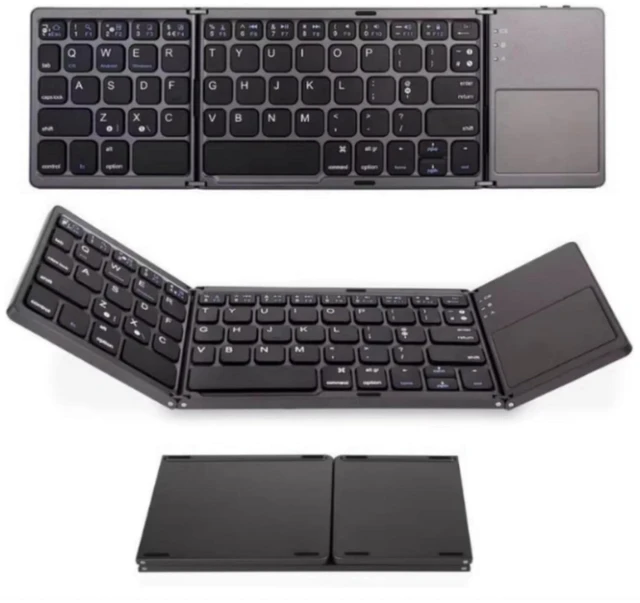Main image of Foldable Bluetooth Keyborad with Touchpad,Small Tri-Folding Travel Mini Compact Wireless Portable Keyboard for PC Laptop iPad Tablets Smartphone Universal Android Windows iOS, Sync Up to 3 Devi
