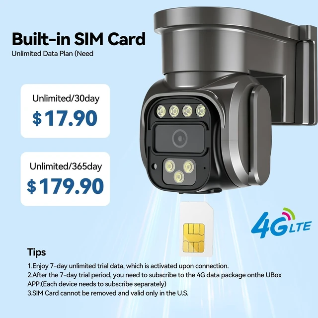 Alt view image 4 of 5 - 4G LTE Cellular Solar Security Camera, No WiFi AOV Solar Camera Wireless Outdoor, Dual Solar Panels, 360Live View, 2K Color Night Vision, PIR Motion Sensor, 24/7 Recording, 2 Way Talk, Built-in