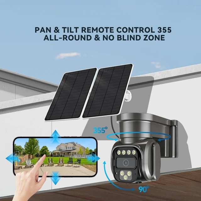Alt view image 3 of 5 - 4G LTE Cellular Solar Security Camera, No WiFi AOV Solar Camera Wireless Outdoor, Dual Solar Panels, 360Live View, 2K Color Night Vision, PIR Motion Sensor, 24/7 Recording, 2 Way Talk, Built-in
