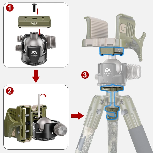 Alt view image 4 of 5 - EVUMO Arca Adapter Mount for BOG Saddle Clamp, 6061-T6 Aluminum Arca Adapter Plate for BOG Shooting Rest Head (Green)