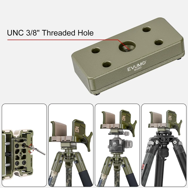 Alt view image 3 of 5 - EVUMO Arca Adapter Mount for BOG Saddle Clamp, 6061-T6 Aluminum Arca Adapter Plate for BOG Shooting Rest Head (Green)