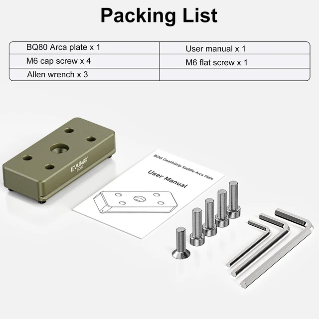 Alt view image 5 of 5 - EVUMO Arca Adapter Mount for BOG Saddle Clamp, 6061-T6 Aluminum Arca Adapter Plate for BOG Shooting Rest Head (Green)