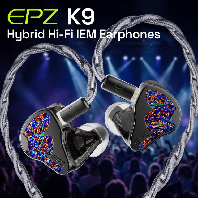 Alt view image 2 of 5 - EPZ K9 in Ear Monitor 1DD+8BA IEMS HiFi Earbuds Wired Earphone with 6N Single Crystal Copper Cable 3.5+4.4mm Replaceable Plug for Musician Audiophile