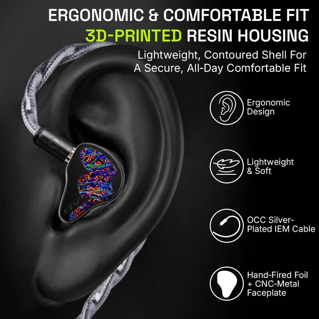 Alt view image 5 of 5 - EPZ K9 in Ear Monitor 1DD+8BA IEMS HiFi Earbuds Wired Earphone with 6N Single Crystal Copper Cable 3.5+4.4mm Replaceable Plug for Musician Audiophile