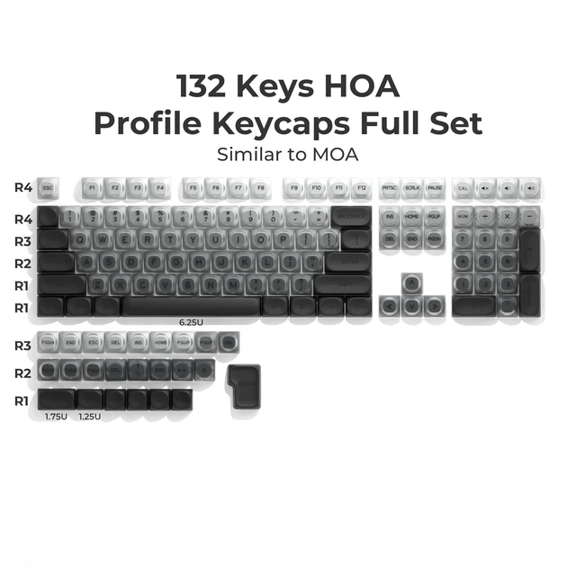 Alt view image 2 of 5 - OHY PBT Keycaps, XVX Grey Jelly HOA Profile Key Cap, 132Key Cute Custom Keycaps for Mechanical Keyboards with Cherry/Gateron MX Switches^^ Fog Grey(ONLY KEYCAPS)
