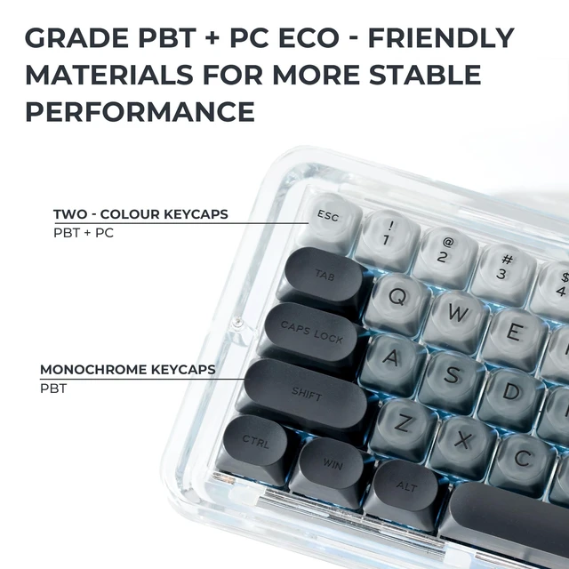 Alt view image 4 of 5 - OHY PBT Keycaps, XVX Grey Jelly HOA Profile Key Cap, 132Key Cute Custom Keycaps for Mechanical Keyboards with Cherry/Gateron MX Switches^^ Fog Grey(ONLY KEYCAPS)