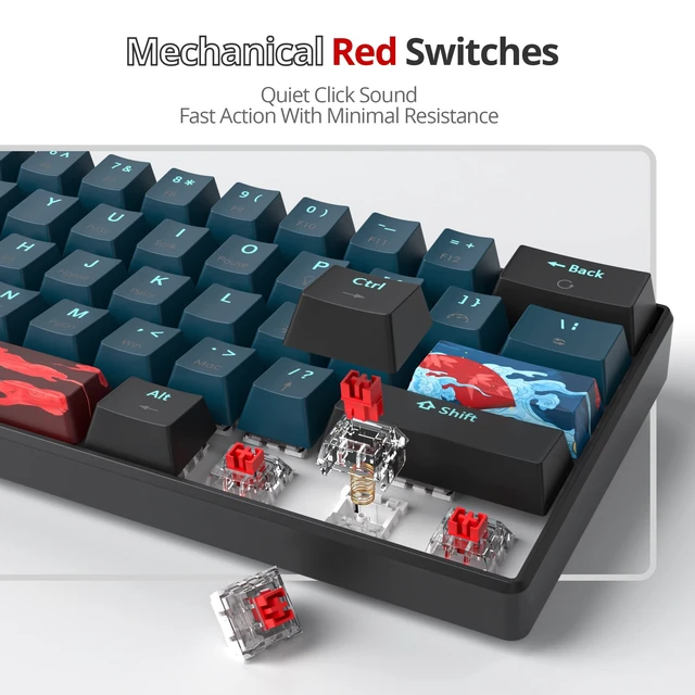 Alt view image 3 of 5 - Vumilstek 60% Mechanical Keyboard Wired Linear Red Switch RGB Backlight