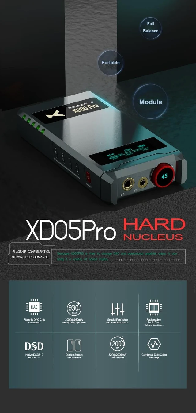Alt view image 2 of 5 - XDUOO XD05 Pro Portable Full Balanced DAC Headphone Amplifier Double Screen 4.4 Balanced USB XMOS XU316 AMP Decoder