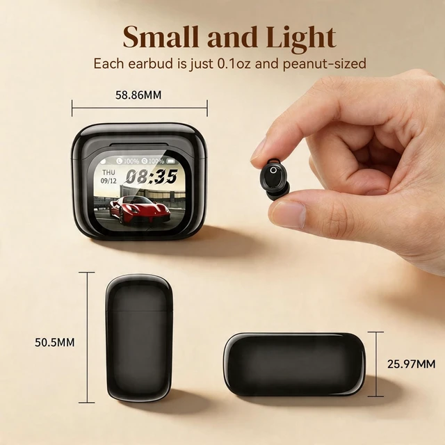 Alt view image 2 of 5 - Xmenha Mini Invisible Small Earbuds Wireless Bluetooth with Touch Screen Case, Tiny Smallest Micro Low Profile Sleep Discreet Hidden Earbuds Headphones Ear Buds for Work Sleeping Small Ear Cana