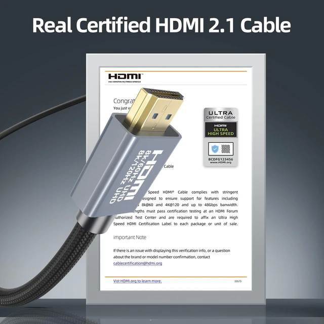 Alt view image 2 of 5 - 5-Pack 8K HDMI 2.1 Cable 6 FT, Certified Ultra High Speed, 48Gbps, Braided