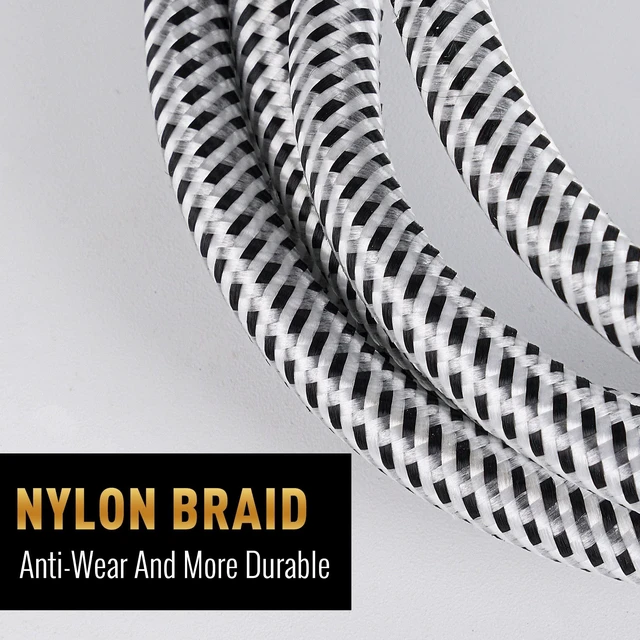 Alt view image 4 of 5 - Elecan 14 AWG Speaker Cable Wire 25 Feet with Gold-Plated Banana Tip Plugs-CL2 Rated-in Wall-Heavy Duty Nylon Braided, Oxygen-Free Copper (OFC)-White-with 5 Cable Ties