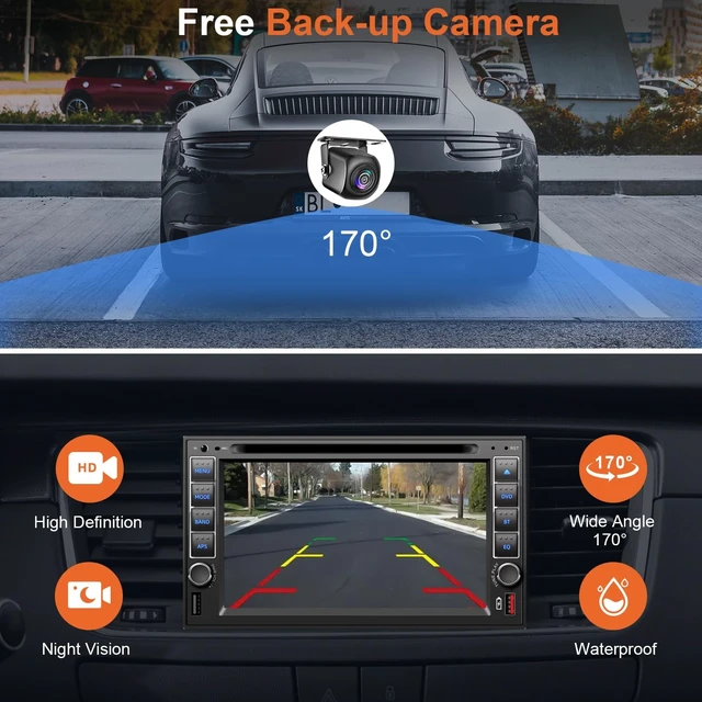 Alt view image 5 of 5 - Double Din Car Stereo Radio With CD/DVD Player, Voice Control Carplay & Android Auto, 7 inch Car Audio With HD Touchscreen, Bluetooth, Mirror Link, Backup Camera, SWC, FM/AM, USB/SD, A/V Input (Black)