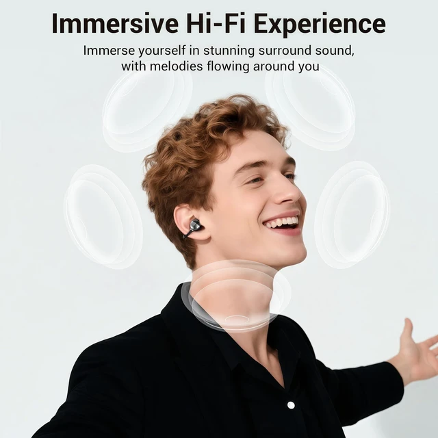 Alt view image 5 of 5 - FADCAMELOS 2-in-1 Wireless Earbuds Set, Open-Ear Clip & Mini Sleep Headphones, 36H Battery, Bass Sound, Ultra Comfortable, IPX5 Waterproof, Stylish for Work/Sport/Sleep