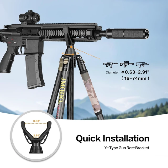 Alt view image 4 of 5 - MD-25C Carbon Fiber Shooting Tripod, 61" Camera Tripod Bowl Head