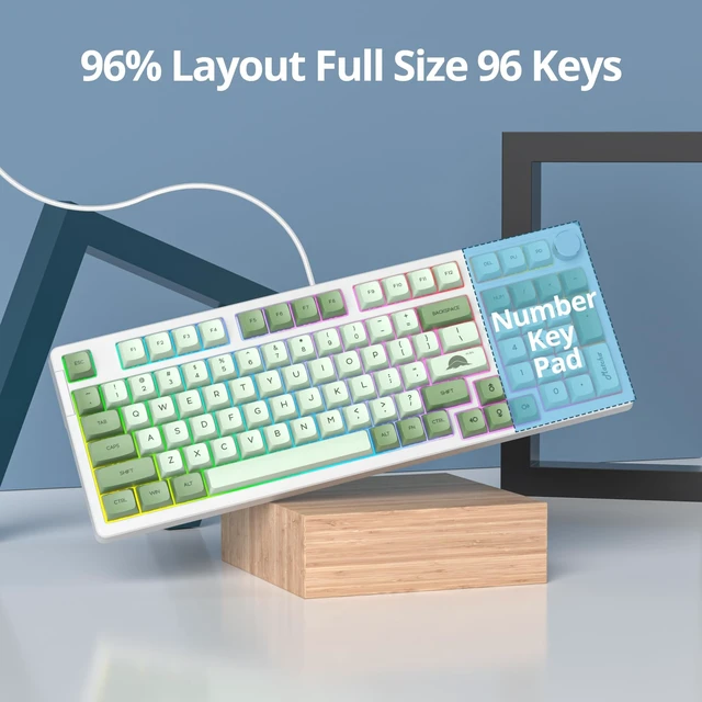 Alt view image 4 of 5 - iRoboosta Wired Mechanical Keyboard Green, 98 Keys Creamy Gaming Keyboard with Number Pad, RGB Backlit, Volume Knob Hot Swappable Computer Keyboards for Laptop PC (S98 Matcha)
