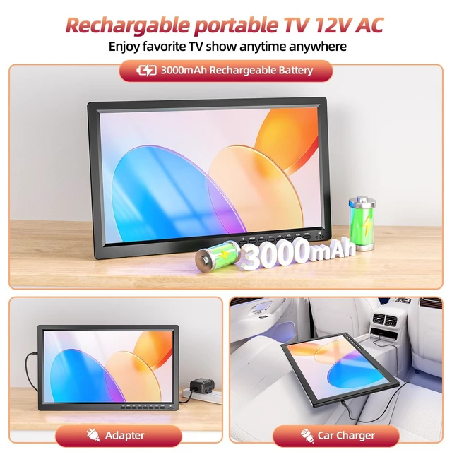 Alt view image 2 of 5 - Desobry 15.6-Inch Portable TV, Small TV with 1080P ATSC Tuner, 3000mAh