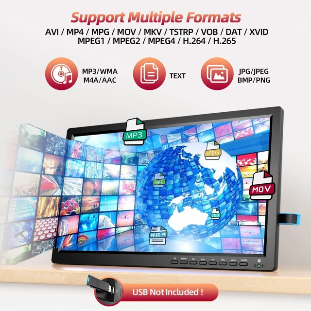 Alt view image 3 of 5 - Desobry 15.6-Inch Portable TV, Small TV with 1080P ATSC Tuner, 3000mAh