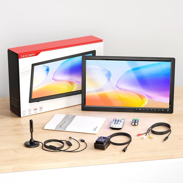 Alt view image 4 of 5 - Desobry 15.6-Inch Portable TV, Small TV with 1080P ATSC Tuner, 3000mAh