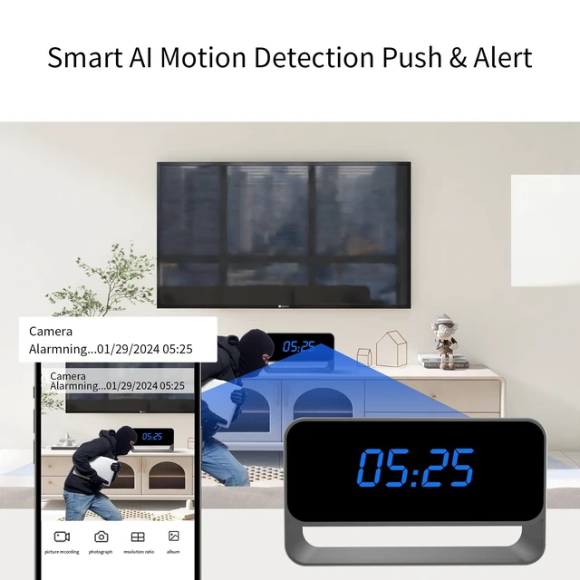Alt view image 5 of 5 - DuboCam Hidden Camera Clock Mini Wireless Nanny Cam