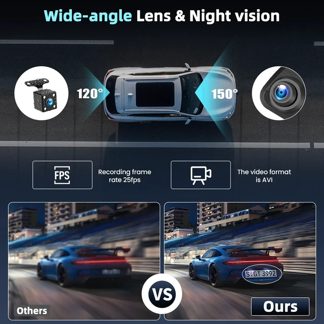 Alt view image 3 of 5 - 4.5 Inch Mirror Dash Cam Front and Rear, 1080P Rear View Mirror Backup Camera for Cars, Dual Lens Dashcam Mirror with Loop Recording, 150 Wide Angle, Parking Assistance, Night Vision