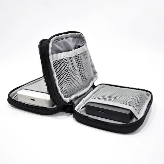 Alt view image 5 of 5 - External Hard Drive Carring Case, Dual-Layer Waterproof Shockproof Oxford Storage Bag for Travel & Office Organizing HDD/USB/Cables, Fits 2.5 Inch HDD, Black