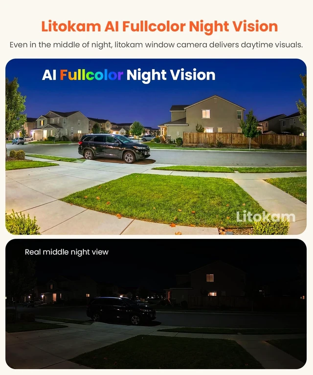Alt view image 2 of 5 - litokam Window Cameras for Home Security, 2.4GHz & 5GHz Indoor Window Camera with Al Color Night Vision, Person/Motion/Sound Detection & Real-Time Alerts, 24/7 Recording, 104 View Angle