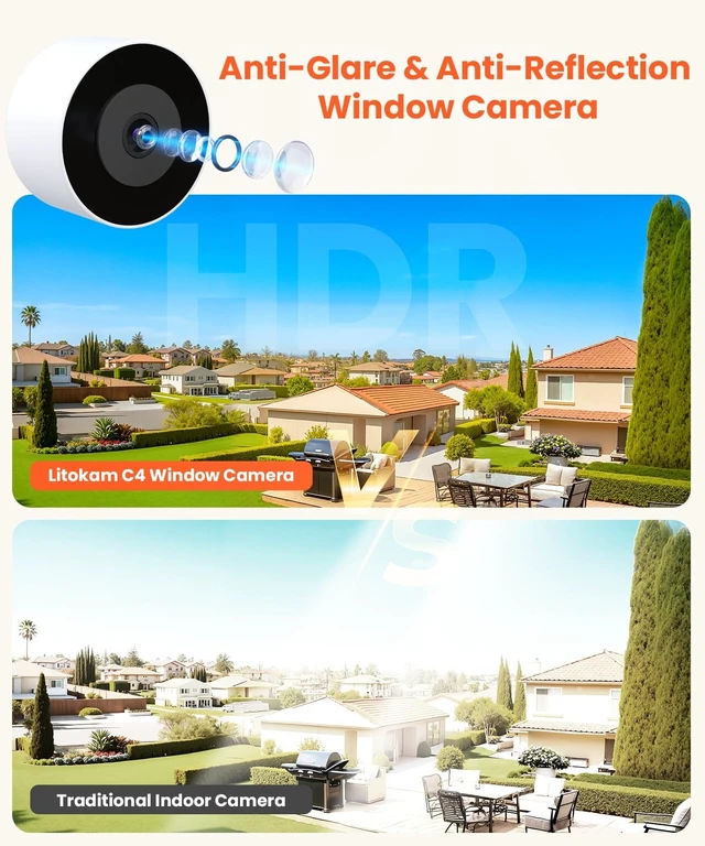 Alt view image 3 of 5 - litokam Window Cameras for Home Security, 2.4GHz & 5GHz Indoor Window Camera with Al Color Night Vision, Person/Motion/Sound Detection & Real-Time Alerts, 24/7 Recording, 104 View Angle