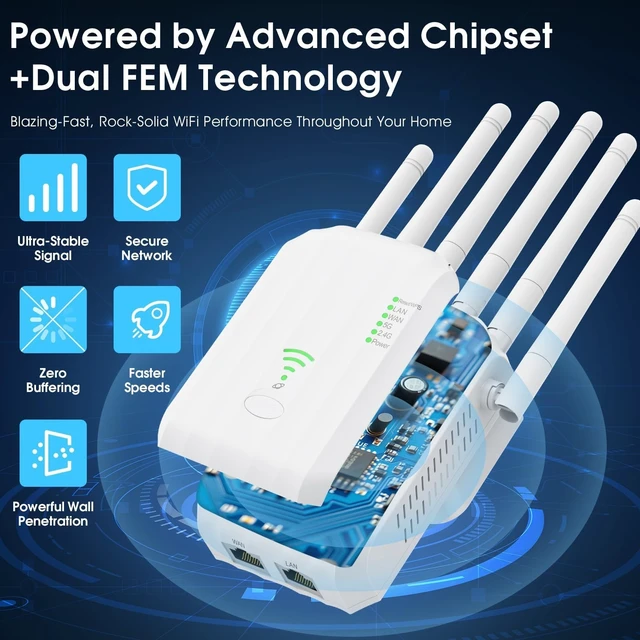 Alt view image 2 of 5 - Hapolr WiFi 6 Extender AX1900 for Gaming & 4K Streaming, Covers 12000sqft