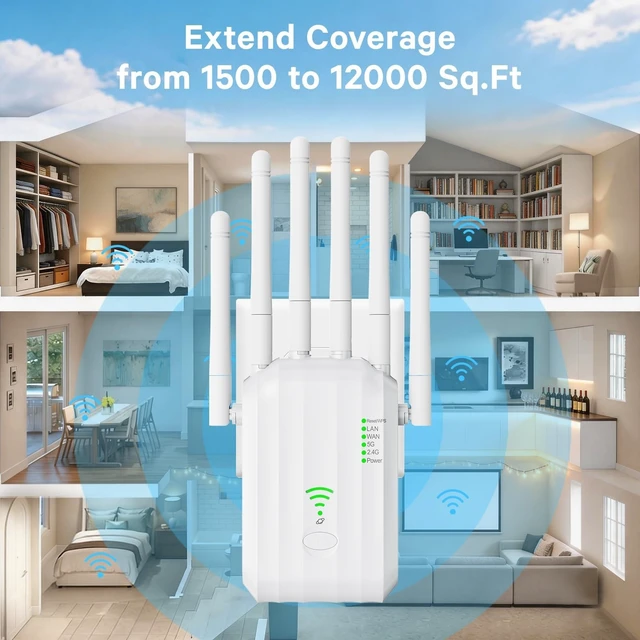 Alt view image 5 of 5 - Hapolr WiFi 6 Extender AX1900 for Gaming & 4K Streaming, Covers 12000sqft