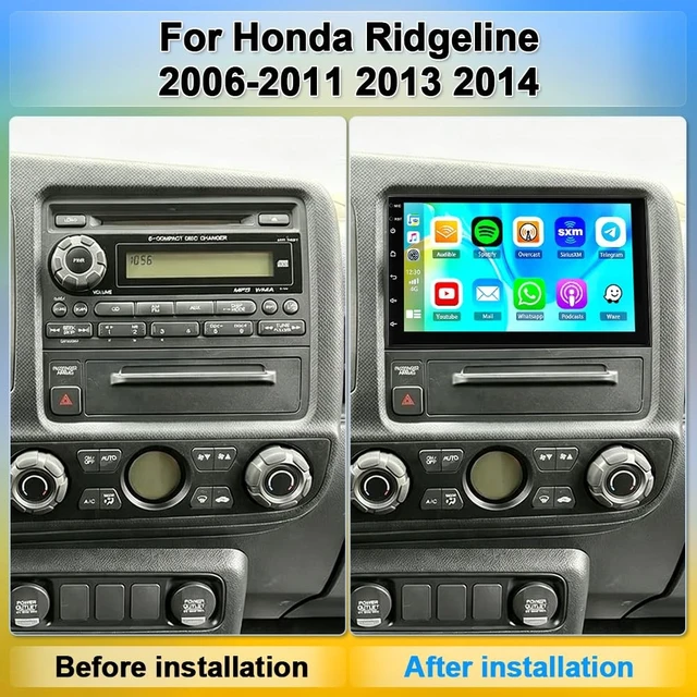 Alt view image 2 of 5 - Double Din Car Stereo for Honda Ridgeline 2006-2011 2013 2014 w/Carplay