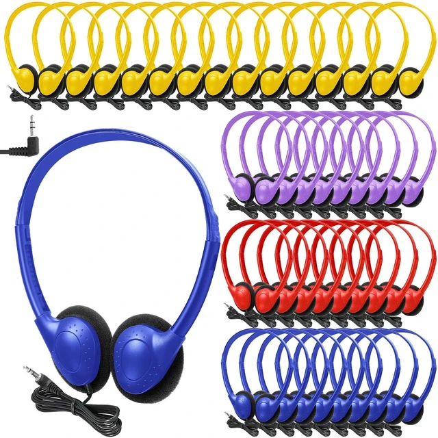 Main image of Frienda 48 Pack Headphones for Classroom,Classic,Navy, Red, Yellow, Purple