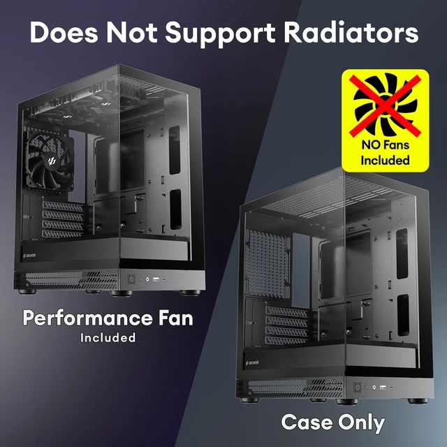 Alt view image 4 of 5 - Okinos Aqua UNO Micro ATX Case, No Radiator Support, Max GPU Length 309mm, Quick-Release Panoramic Tempered Glass Front & Side, 3x120mm Non-PWM Fans Pre-Installed, Type-C 5Gbps, Black