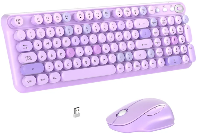Main image of Links9+ Wireless Keyboard and Mouse Combo, Full Sized (Purple Colorful)