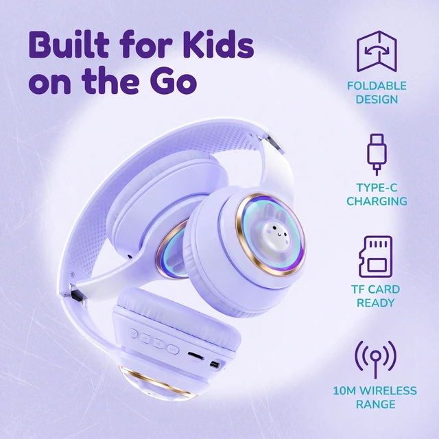 Alt view image 3 of 5 - YLFASHION Kids Bluetooth Headphones with Colorful LED Lights