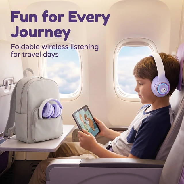Alt view image 4 of 5 - YLFASHION Kids Bluetooth Headphones with Colorful LED Lights