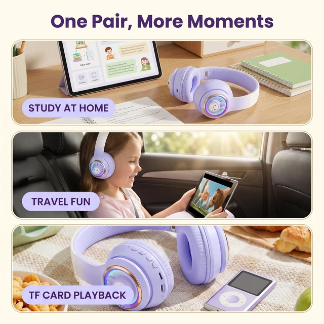 Alt view image 5 of 5 - YLFASHION Kids Bluetooth Headphones with Colorful LED Lights