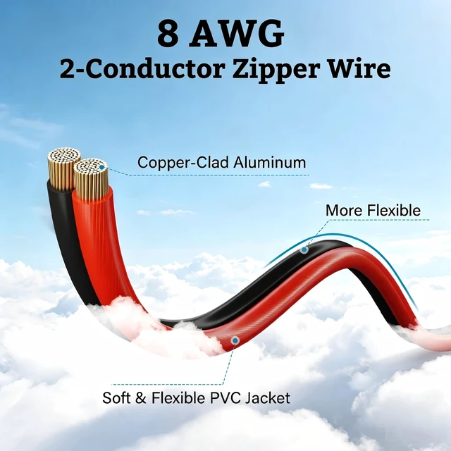 Alt view image 2 of 5 - 8 Gauge Wire 2 Conductors 30 FT, CCA Red Black Electrical 12V/24V DC Wire