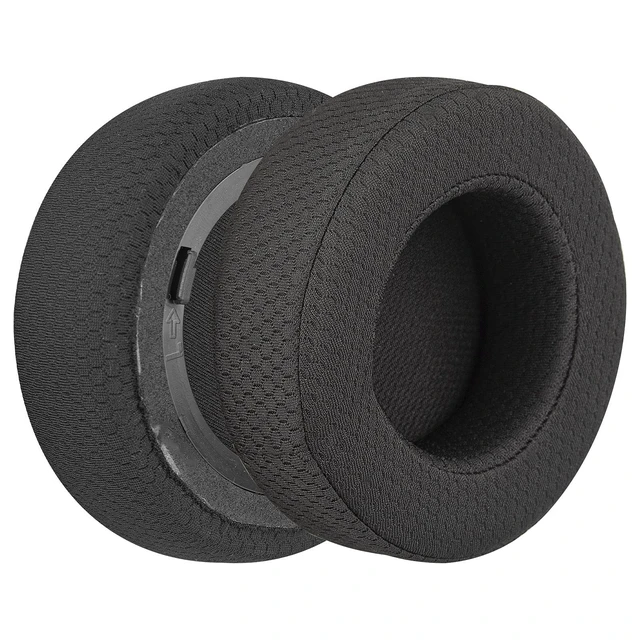 Alt view image 2 of 5 - Geekria Comfort Mesh Fabric Replacement Ear Pads for Corsair Virtuoso RGB/Wireless SE/Wireless XT Headphones Ear Cushions, Repair Parts (Black)
