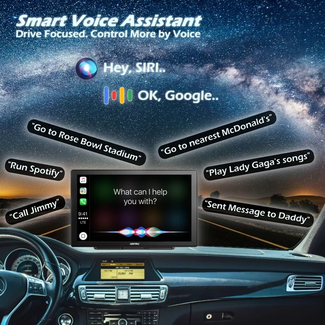Alt view image 4 of 5 - CarPlay Screen for Car with Backup Camera, 9 inch 2K Dash Cam with 64G Card
