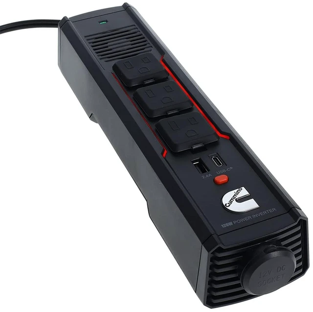 Main image of Cummins 120 Watt Car Adapter for Plug Outlet 120 Watt Portable Power Strip Inverter for Vehicle DC to AC Power 3ft Cable CMN120S