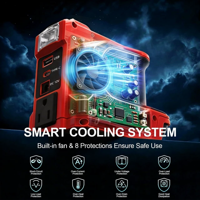 Alt view image 5 of 5 - 220W Power Inverter Compatible with Milwaukee 18V Battery, DC 18V to AC 110V-120V Portable Power Supply Inverter with 1 AC Outlet, 1 USB & Type-C, 1 12V DC & 200LM LED (Tool Only)