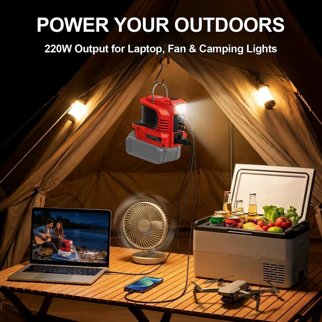 Alt view image 4 of 5 - 220W Power Inverter Compatible with Milwaukee 18V Battery, DC 18V to AC 110V-120V Portable Power Supply Inverter with 1 AC Outlet, 1 USB & Type-C, 1 12V DC & 200LM LED (Tool Only)