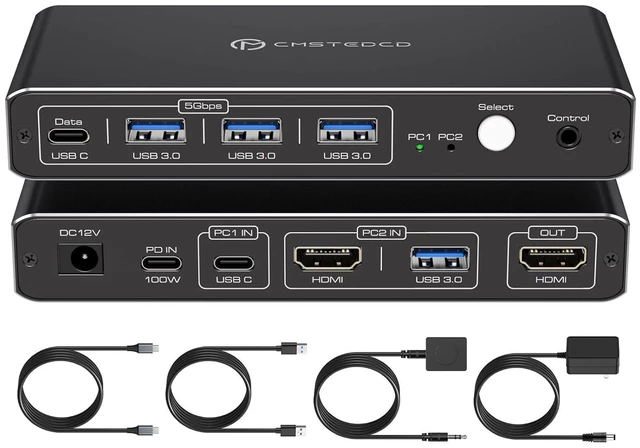 Main image of KVM Switch 2 Computers 1 Monitor 4K@60Hz USB C HDMI KVM Switches