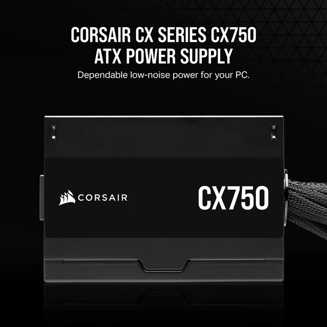 Alt view image 2 of 5 - CORSAIR CX750 80 Plus Bronze Non Modular Low-Noise ATX 750 Watt Power Supply - NA - Black